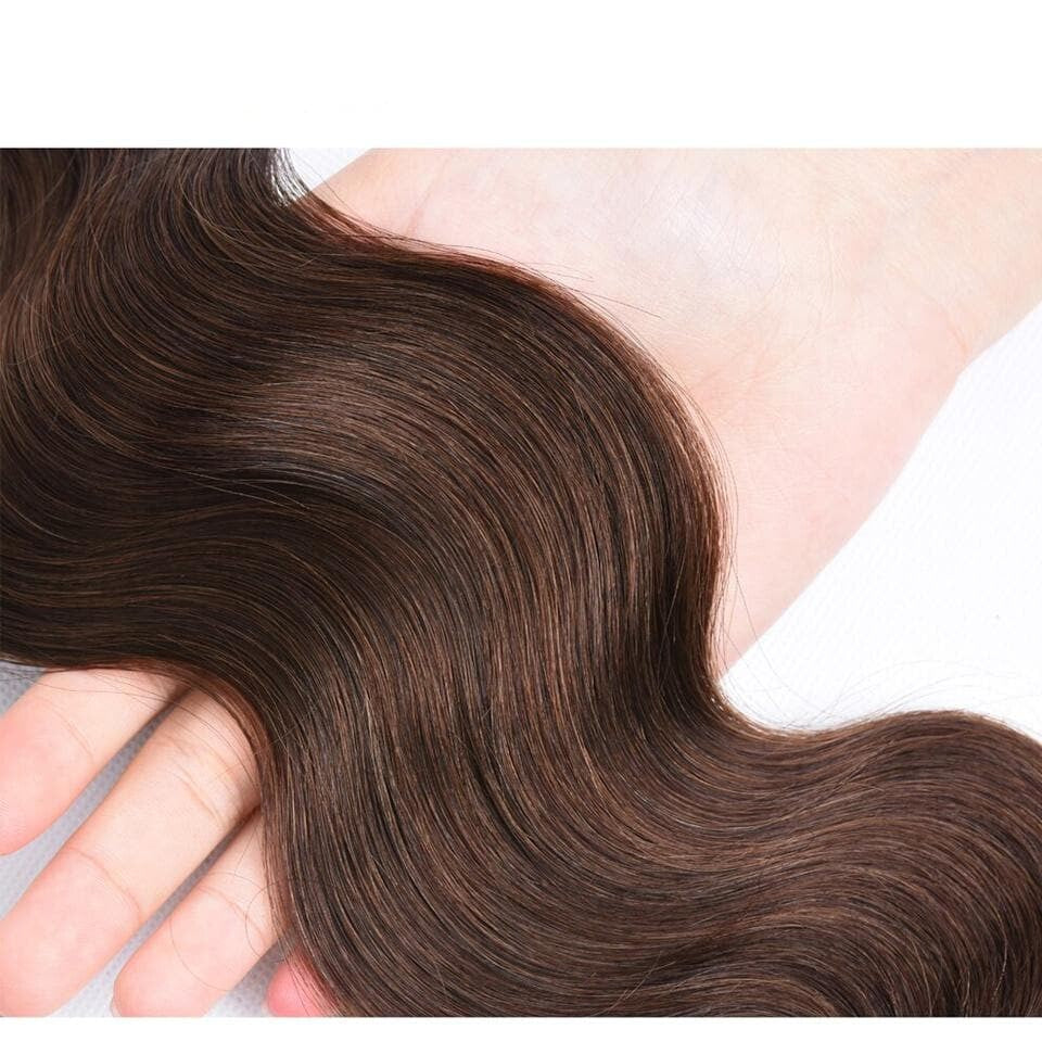 #4 Brown Body Wave 4 Bundles With 4x4 Lace Closure Pre Colored human hair