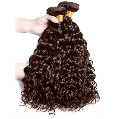 #4 Brown Water Wave 3 Bundles Extensions 100% Human Hair(No Code Need)