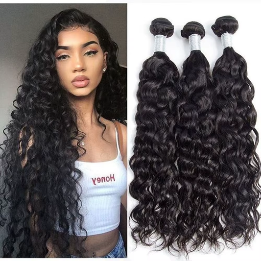 Indian Water Wave Virgin Hair 3 Bundles Human Hair Extension 8-40 inches