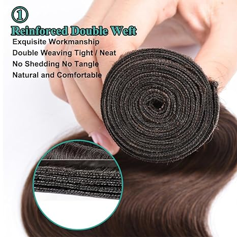 #4 Brown Color Body Wave 3 Bundles Human Hair Remy Brazilian Human Hair Extensions