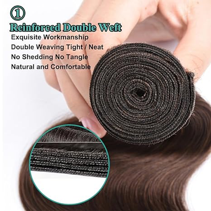 #4 Brown Color Body Wave 3 Bundles Human Hair Remy Brazilian Human Hair Extensions