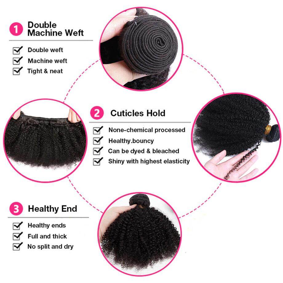Hair Brazilian Afro Curly 2 Bundles Virgin Human Hair Bundle Deal Hair Extensions