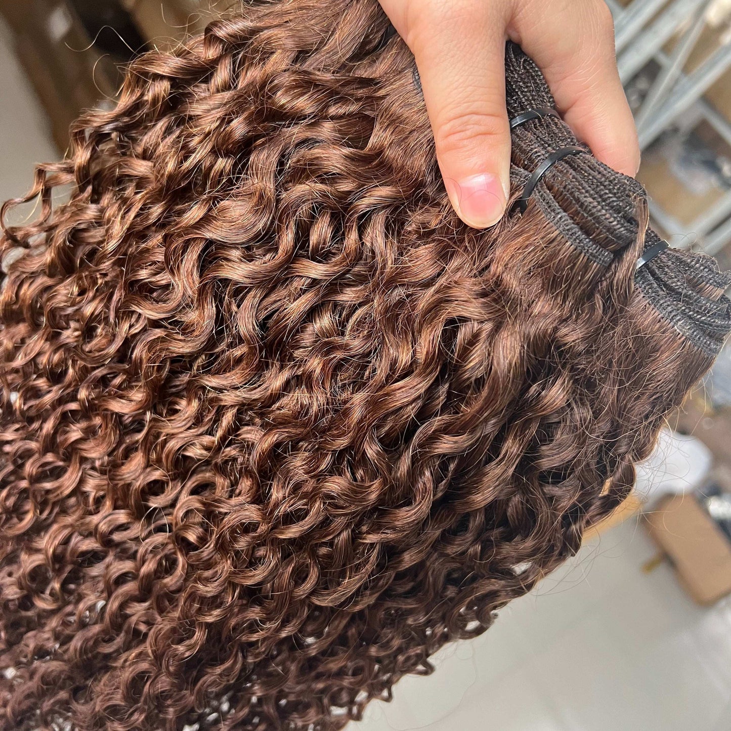#4 Chocolate Brown Burmese Curly Hair 3 Bundles Human Hair Extensions