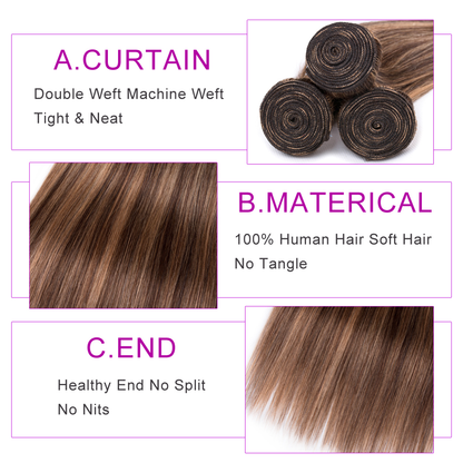 highlight #4/27 4 Bundles Straight Virgin Human Hair Extension