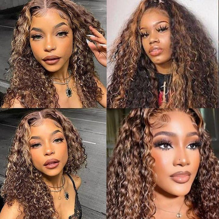 P4/30 Water Wave 3 Bundles 10A Highlight Brown Virgin Human Hair Weaving (No Code Need)