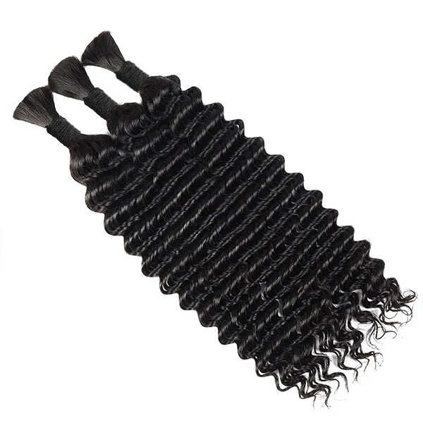 Bulk For Braiding Hair Deep Wave  No Weft Brazilian Virgin Human Hair for Braiding Hair